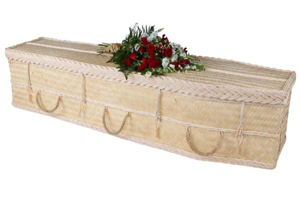 Woven bamboo coffin