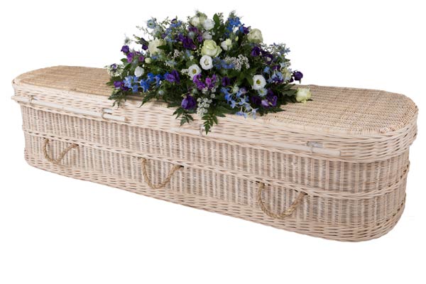 oval white cane coffin